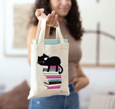 bolsa de tela de libros ed the cat with books-4033477275325