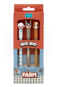 set de 3 bolis borrables bo-bo granja - oveja, burro y caballo-8445641080325
