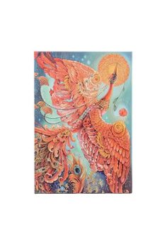 libreta pajaro de fuego midi (180x120x18) lisa de 144 paginas y c ierre con banda elastica cortes del libro impresos paperblanks rojo-9781439796825