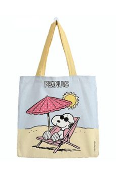 bolsa algodon snoopy mediana pastel playa 38x38-6971263708955