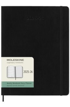 agenda 2025-2026 18 meses semanal extralarge negra tapa blanda moleskine-8056999275495