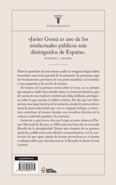 imitacion y experiencia (tetralogia de la ejemplaridad)-javier goma-9788430626175