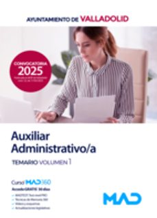 Imagen Principal de AUXILIAR ADMINISTRATIVO/A AYUNTAMIENTO DE VALLADOLID.  TEMARIO VOLUMEN 1