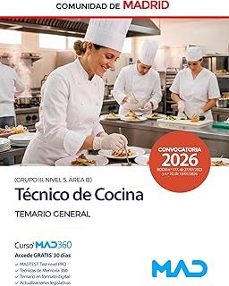 tecnico de cocina (grupo iii, nivel 5, area b) de la comunidad au tonoma de madrid. temario general.-9791370286705