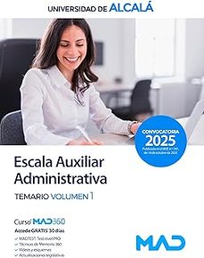 escala auxiliar administrativa. temario volumen 1. universidad de alcalá 2025-9791370282615