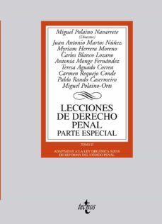 lecciones de derecho penal: parte especial (tomo ii): adaptada a la ley organica 5/2010 de reforma del codigo penal-9788430952625