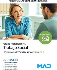 trabajo social (grupo profesional m2). temario parte especifica volumen 1. personal laboral de ministerios 2025-2026-9791370282035