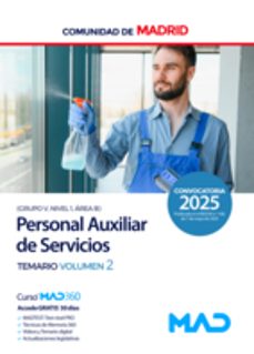personal auxiliar de servicios de la comunidad autonoma de madrid (grupo v, nivel 1, area b) temario vol. 2-9788414296165
