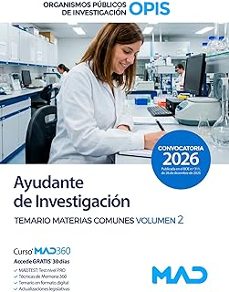 ayudante de investigación. organismos públicos de investigación ( opis) temario materias comunes volumen 2-9791370285265