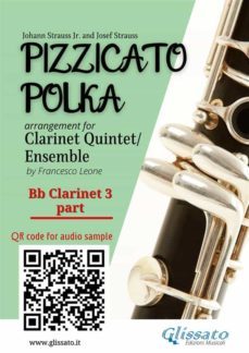 bb clarinet 3 part of "pizzicato polka" clarinet quintet / ensemble sheet music (ebook)-9791222002385