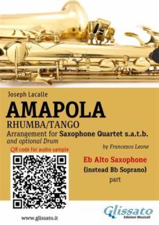 eb alto sax (instead bb soprano) part of "amapola" for saxophone quartet (ebook)-9791221386295