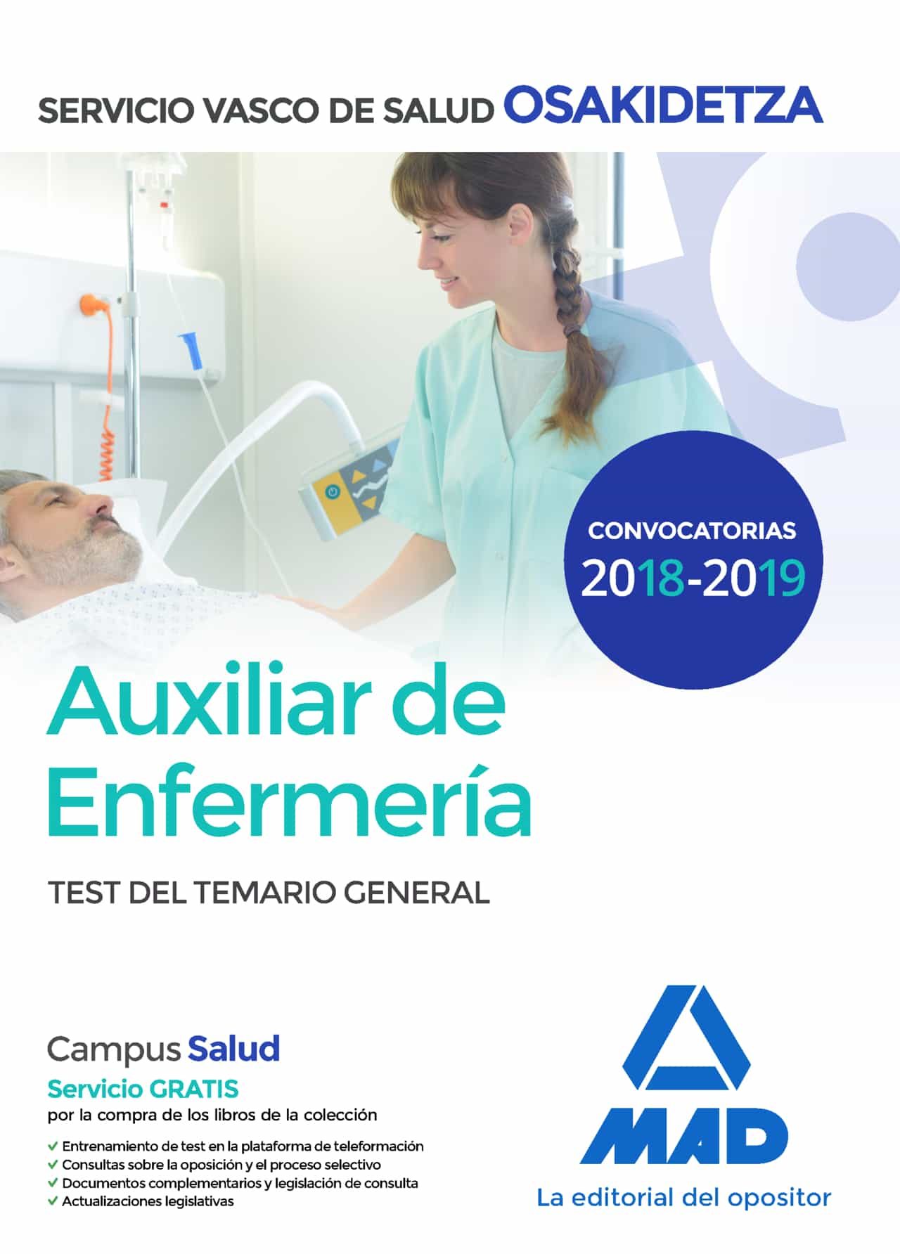 Auxiliar De Enfermería De Osakidetza-servicio Vasco De Salud. Tes T General por Vv.aa.