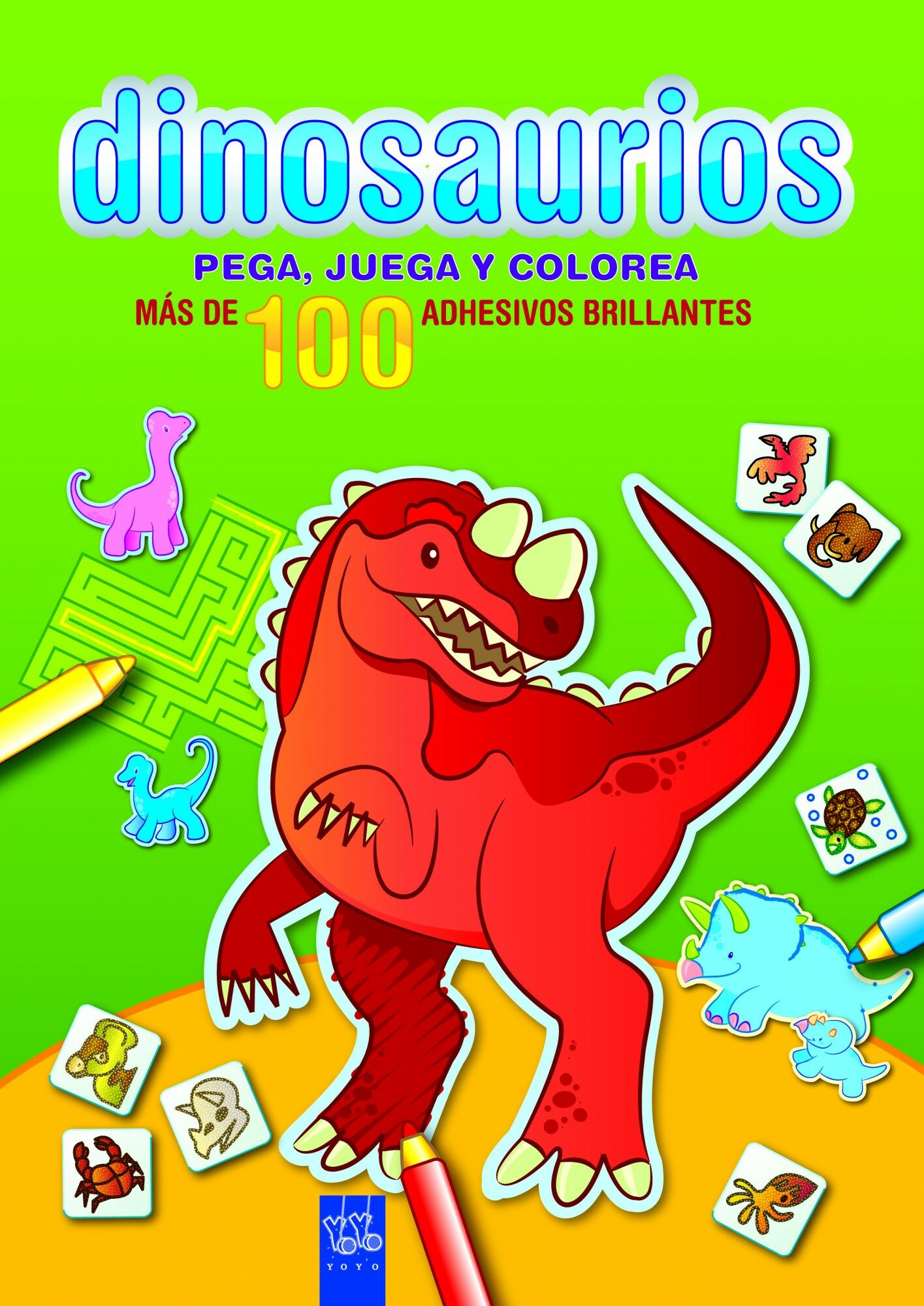 Dinosaurios: Pega, Juega Y Colorea: Verde por Yoyo