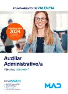 Portada de AUXILIAR ADMINISTRATIVO/A. TEMARIO VOLUMEN 1