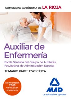 Portada de ESCALA SANITARIA DEL CUERPO DE AUXILIARES FACULTATIVOS DE ADMINISTRACION ESPECIAL (AUXILIAR DE ENFERMERIA) DE LA RIOJA.