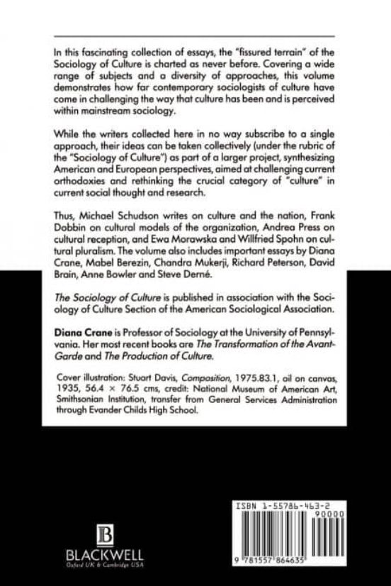 THE SOCIOLOGY OF CULTURE FREDERICK ED CRANE Casa Del Libro